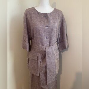 Escada Two Piece Lavender Suit Cotton Silk With Belt Sz 40 & 44 “RARE”